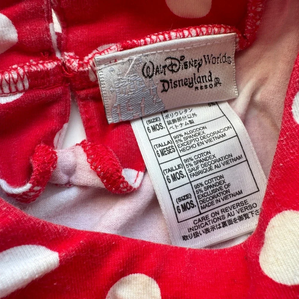 Disney Resort Minnie Mouse Polka Dot Tunic‎ Bloomers Set Baby 6M Red Cotton Y2K